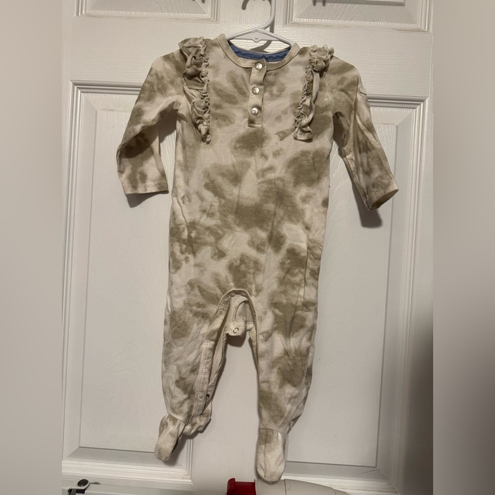 7 For All Mankind Beige Tie-Dye Kids Footie